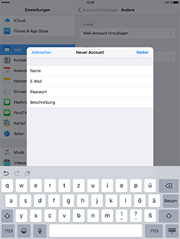 Apple iPad Mini 4 - E-Mail - Konto einrichten - 2 / 2